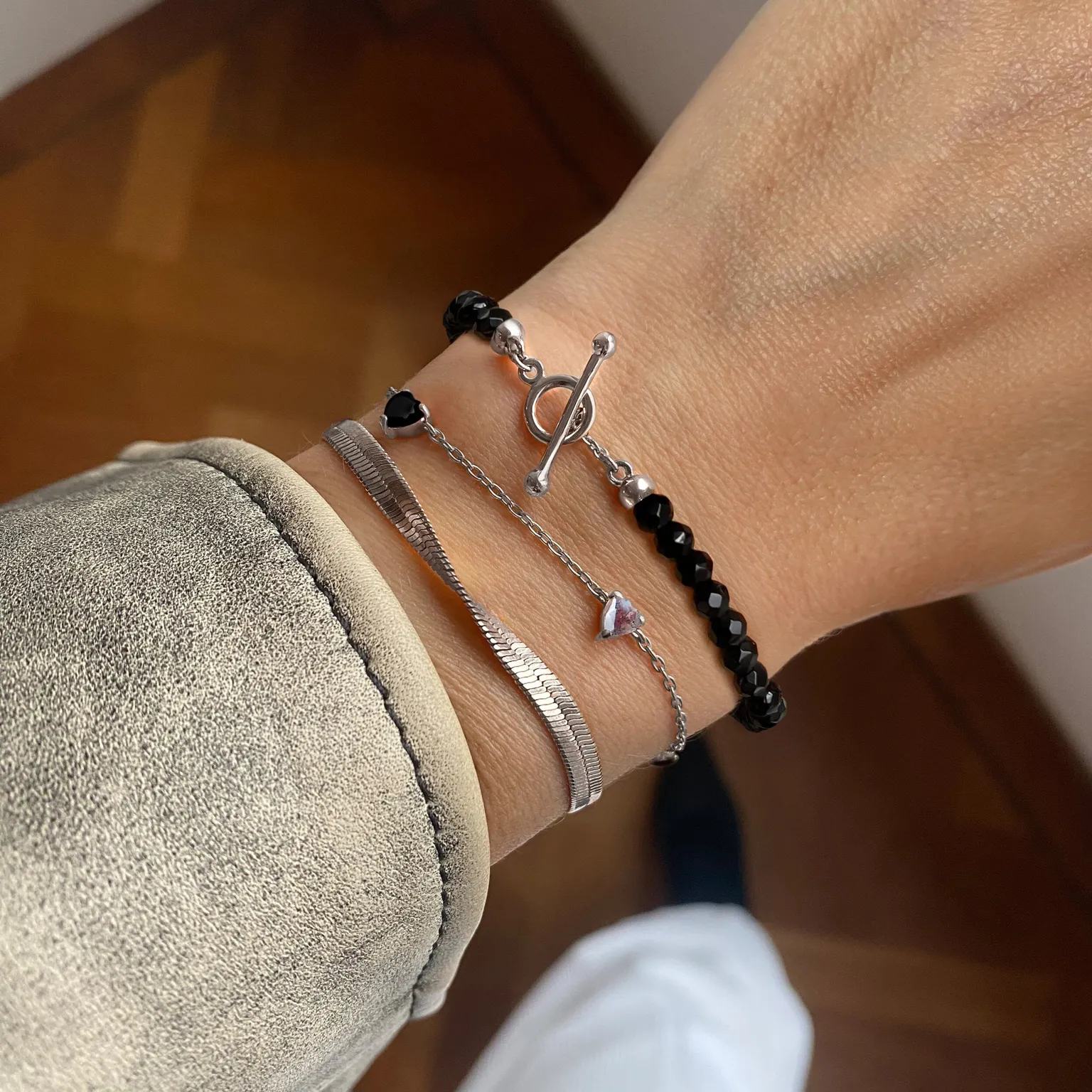 Black Obsidian Labradorite Bracelet - Crush