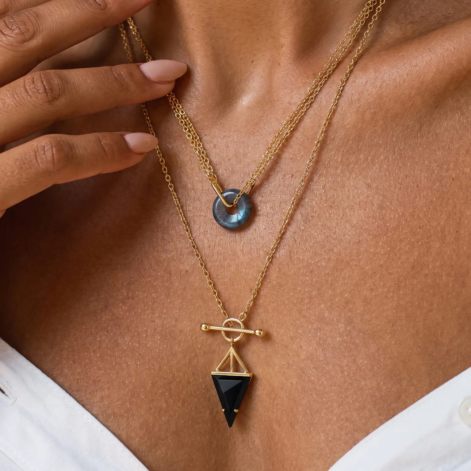 Labradorite Ora & Black Obsidian Heroine Necklaces