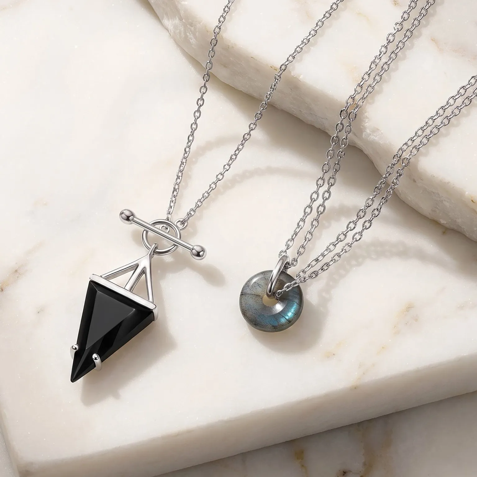 Labradorite Ora & Black Obsidian Heroine Necklaces