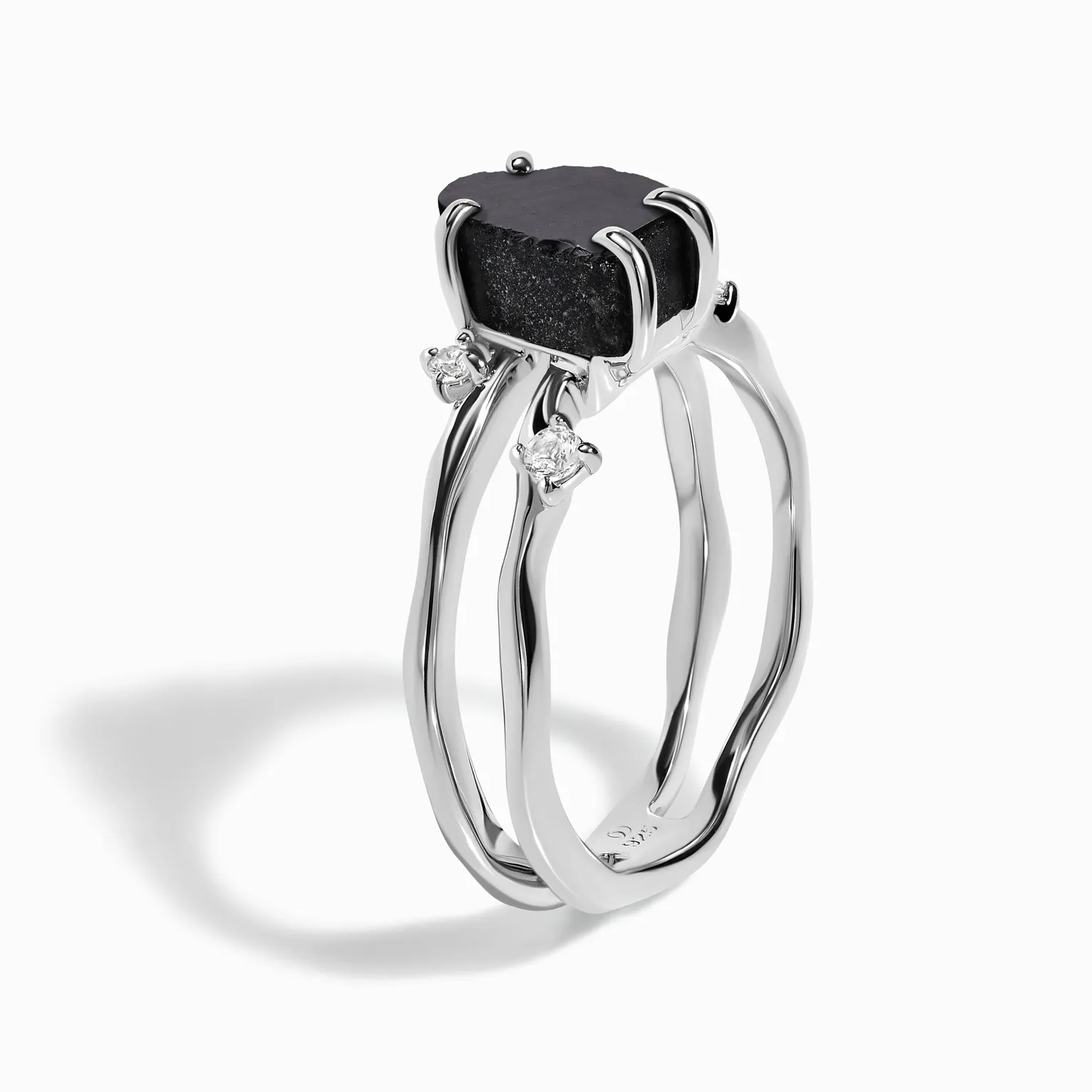 Black Obsidian Flow & Stardust Rings