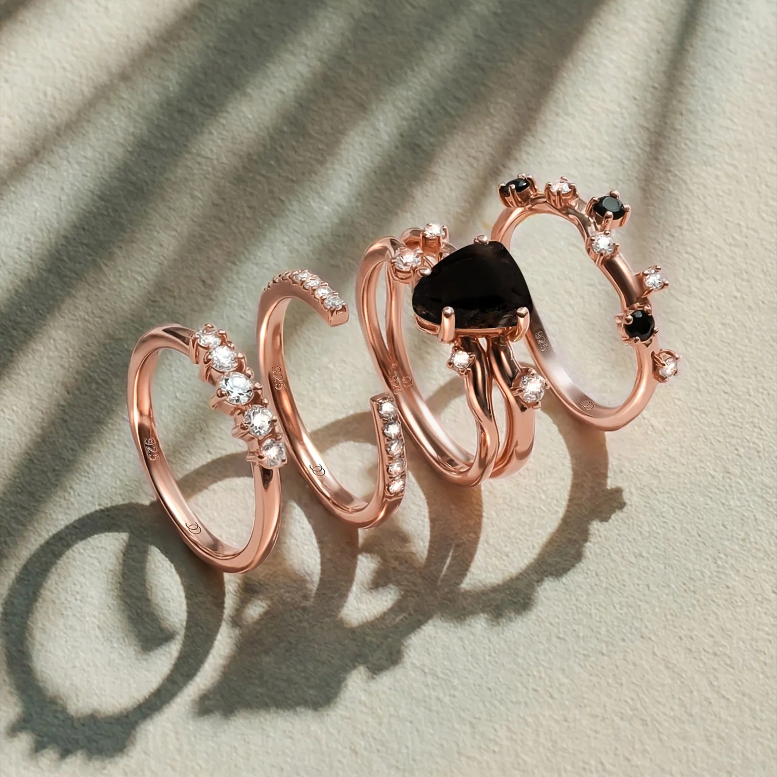 Black Obsidian Flow & Stardust Rings