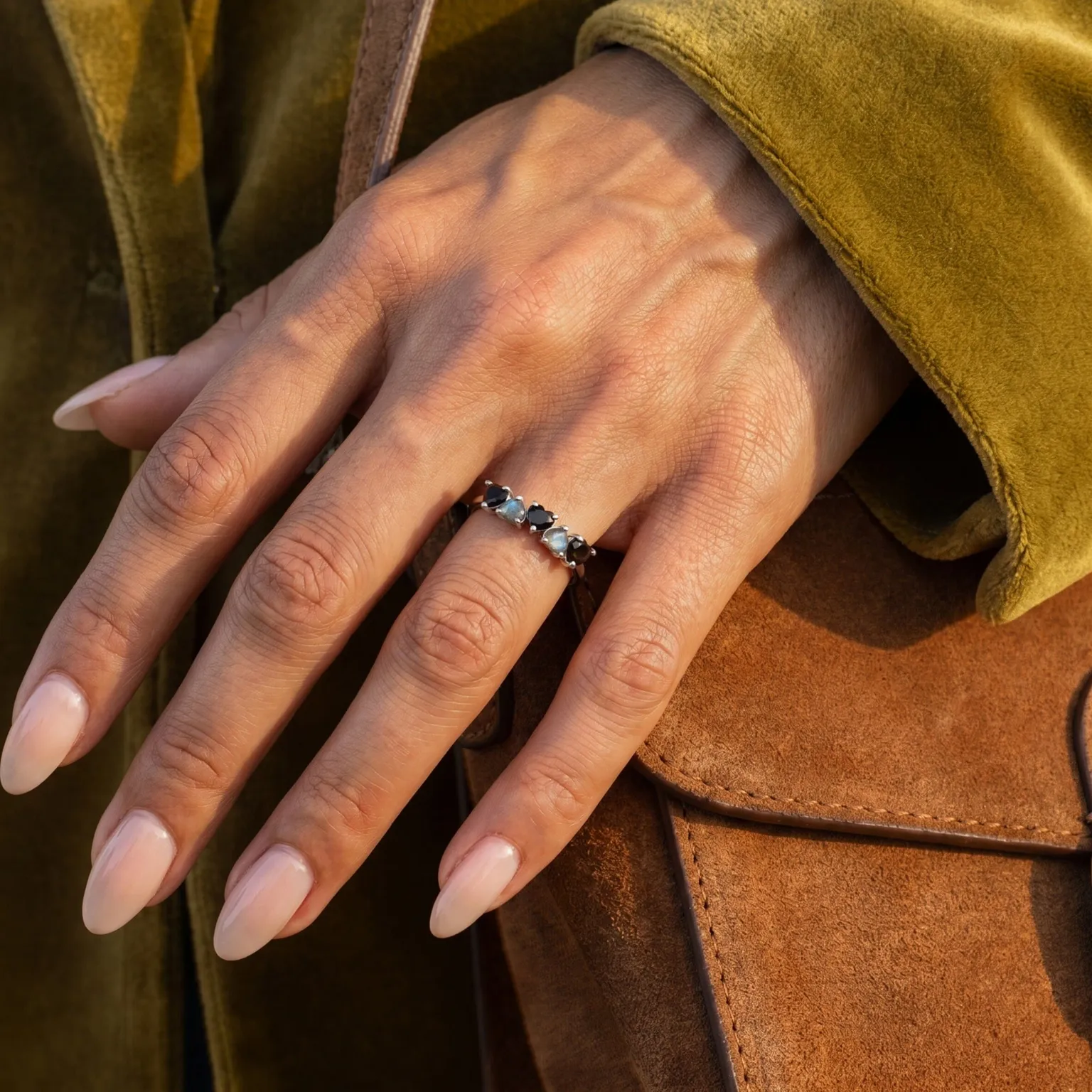 Black Obsidian Labradorite Ring - Crush