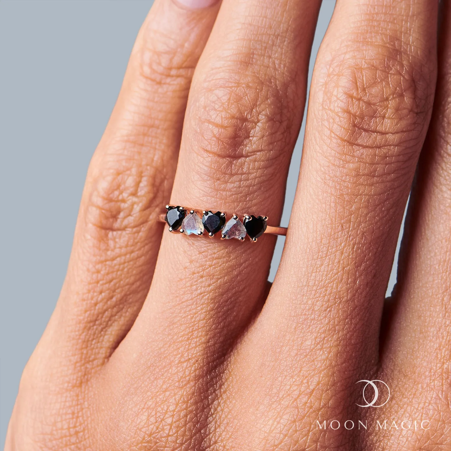 Black Obsidian Labradorite Ring - Crush