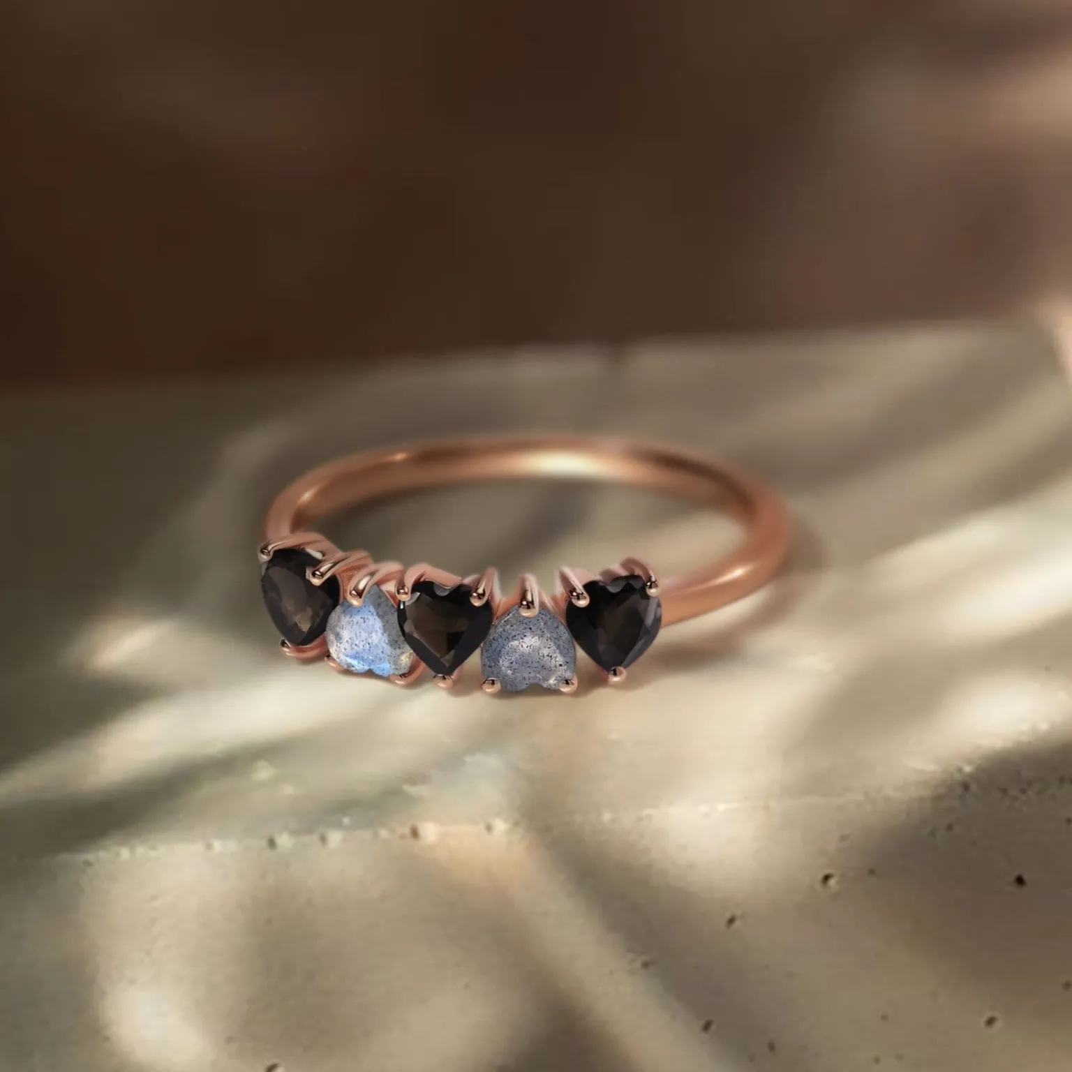 Black Obsidian Labradorite Ring - Crush