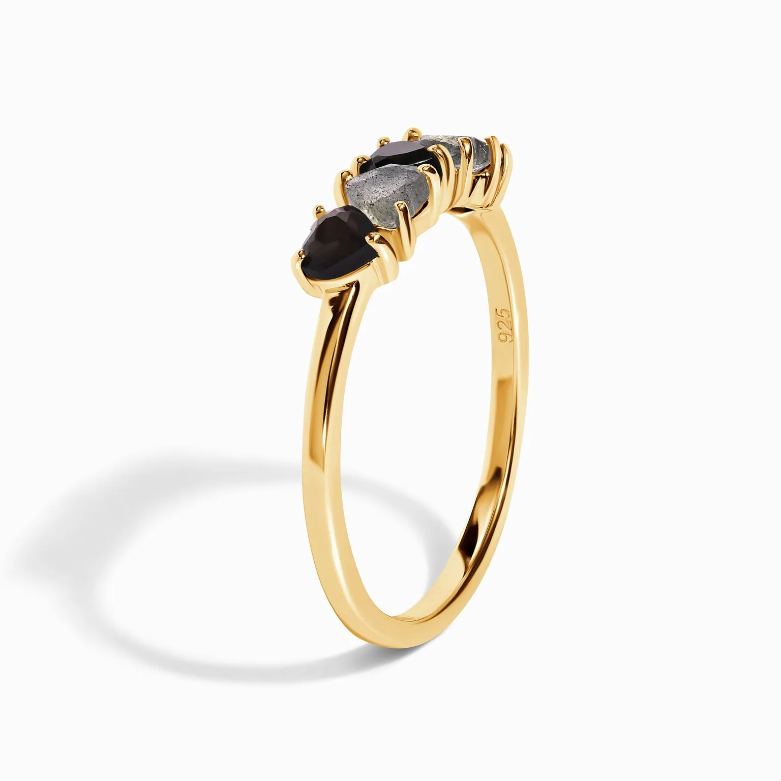 Black Obsidian Labradorite Ring - Crush