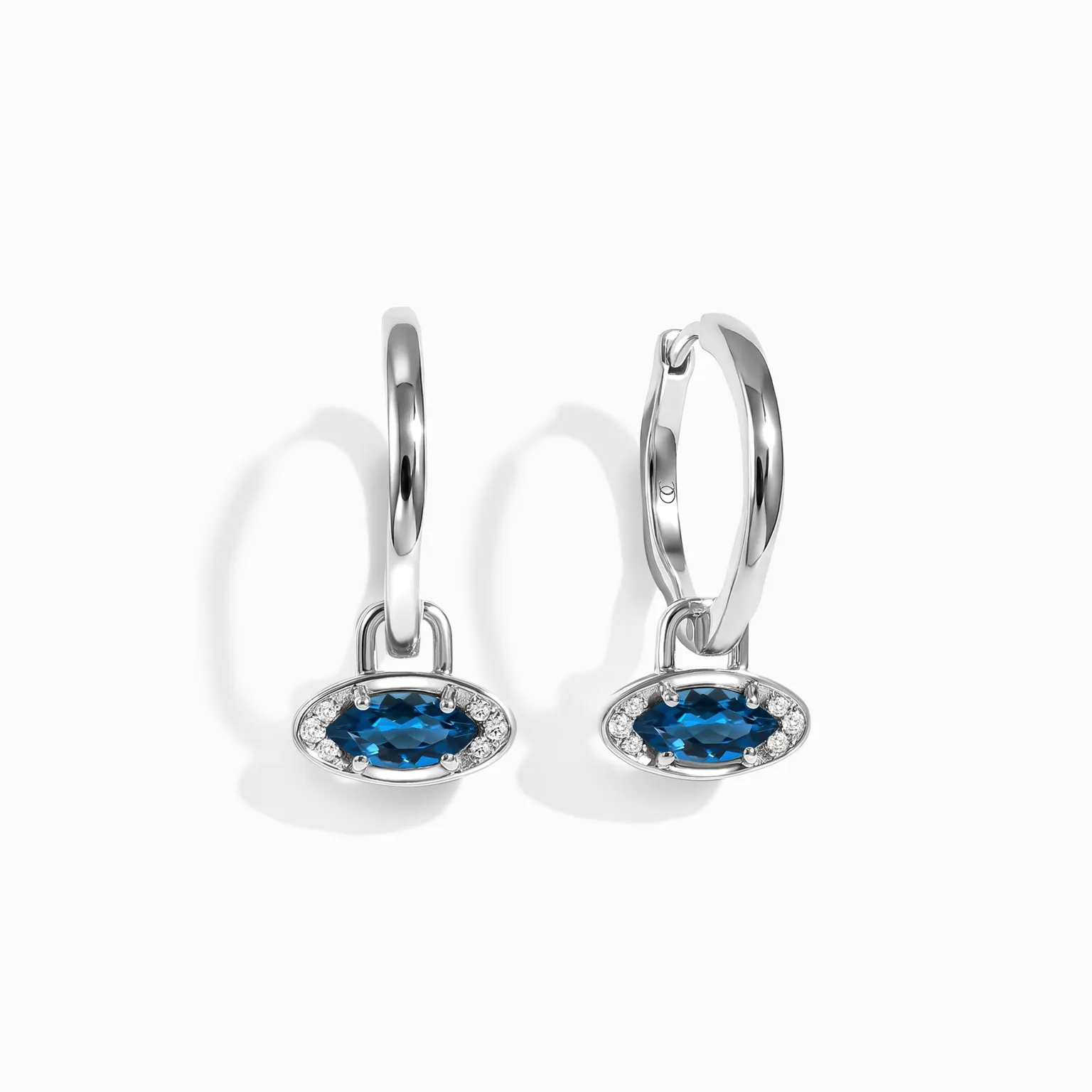 Blue Topaz Earrings - Evil Eye Hoops