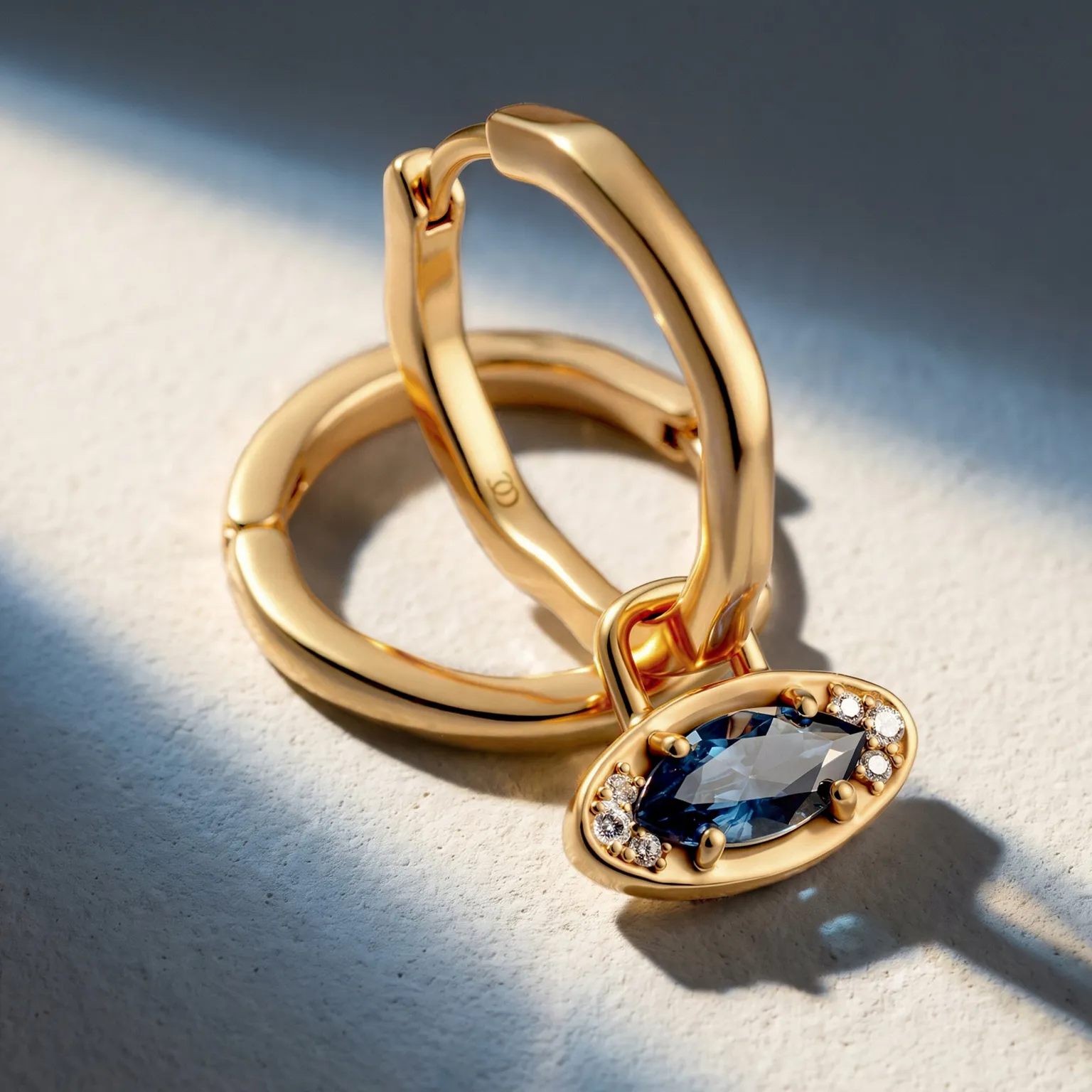 Blue Topaz Earrings - Evil Eye Hoops