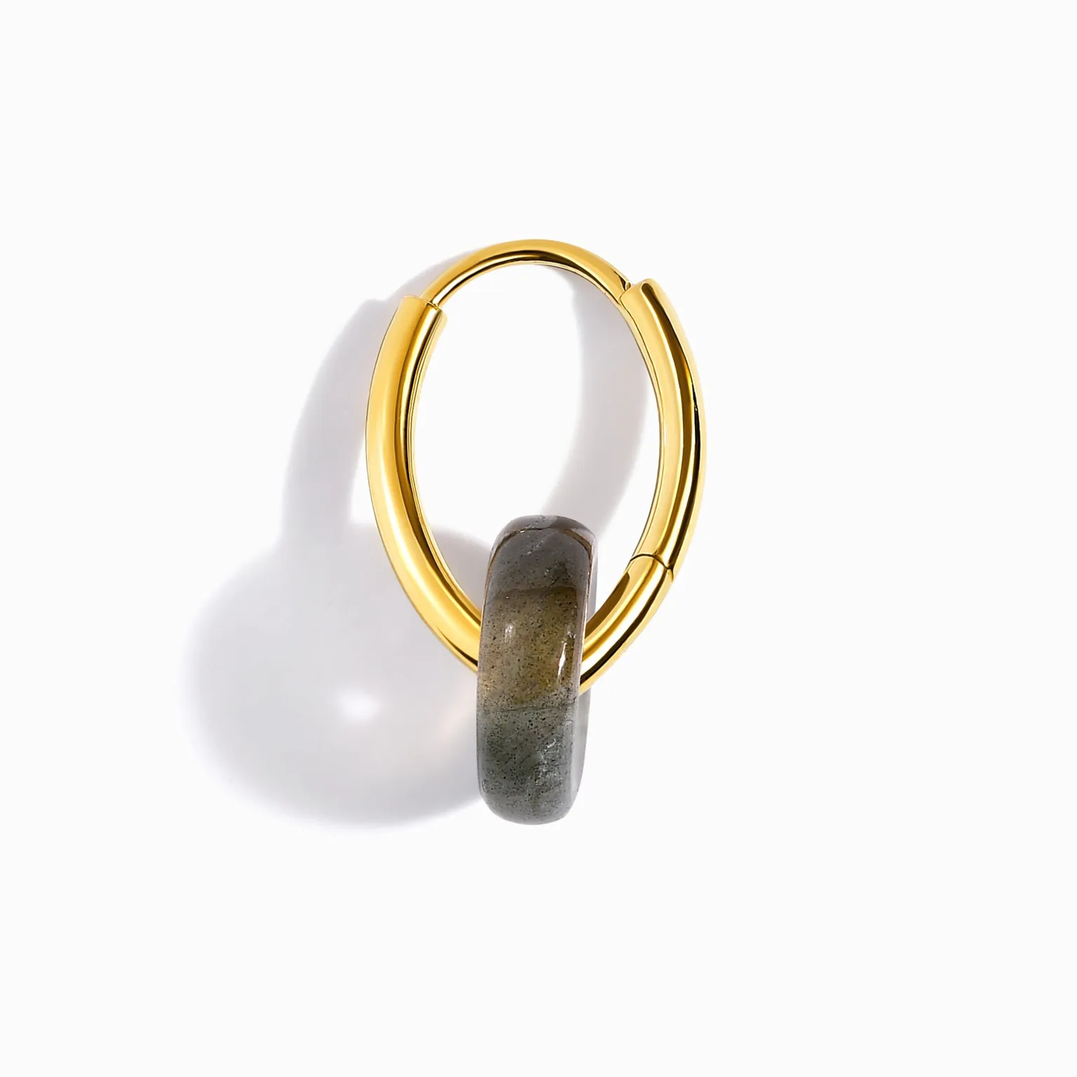 Labradorite Earrings - Circle Hoops